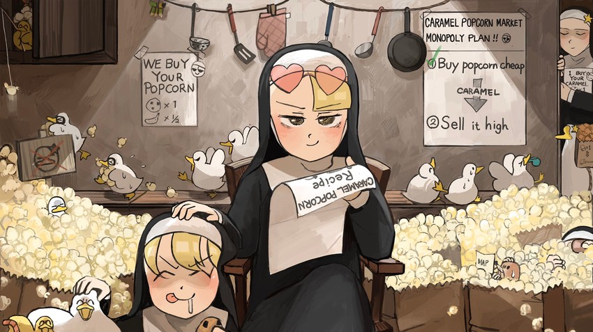 clumsy nun, froggy nun, spicy nun, and star nun (little nuns and 2 more) drawn by diva_(hyxpk)