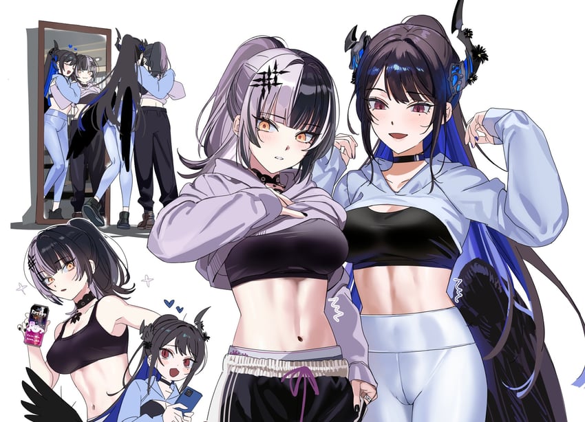 shiori novella and nerissa ravencroft (hololive and 1 more) drawn by yomosaka