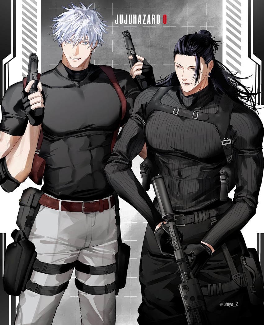 gojou satoru, getou suguru, and kenjaku (jujutsu kaisen) drawn by ohiya_2