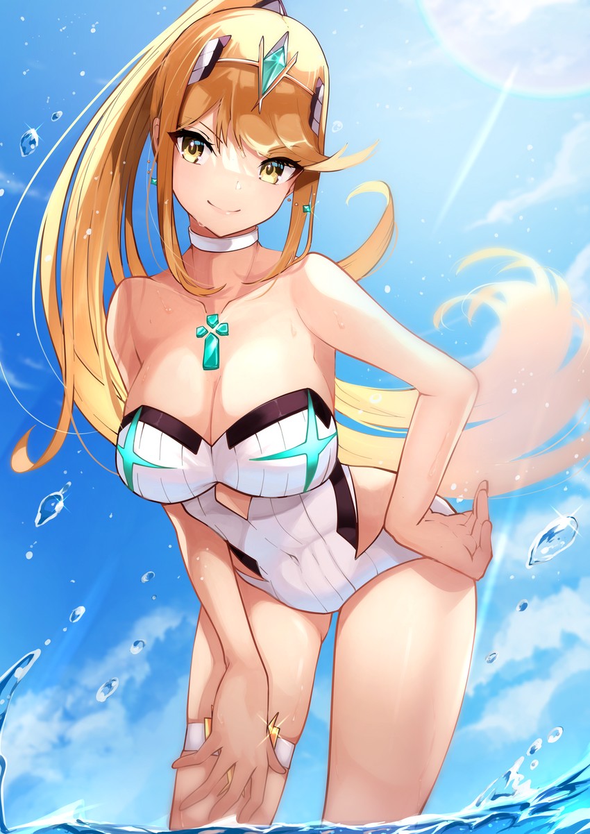 mythra (xenoblade chronicles and 1 more) drawn by risumi_(taka-fallcherryblossom)