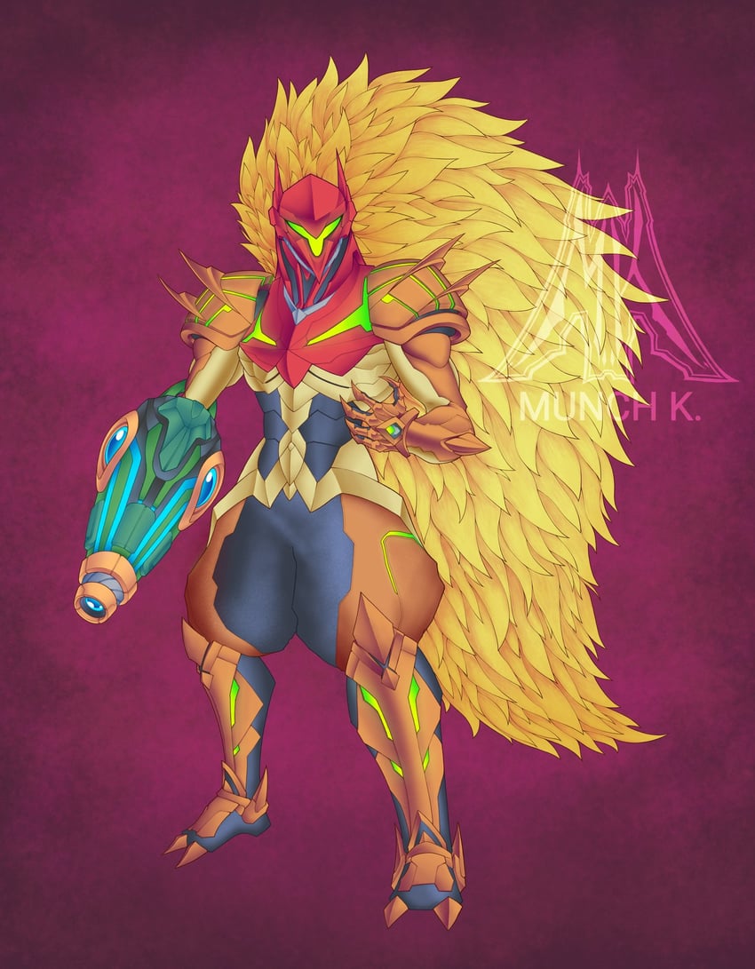 samus aran and susanoo (blazblue and 1 more) drawn by munch_k