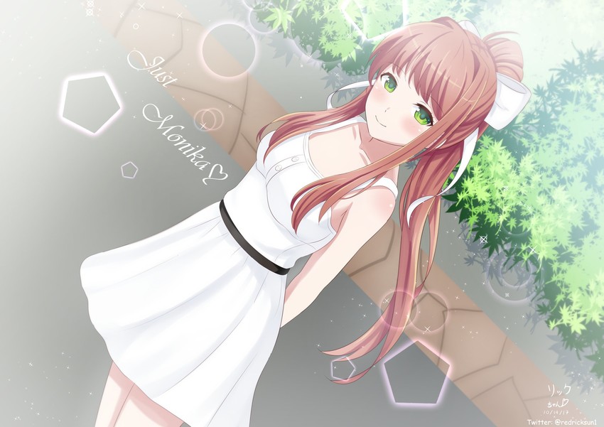 monika (doki doki literature club) drawn by hoshizora_rick