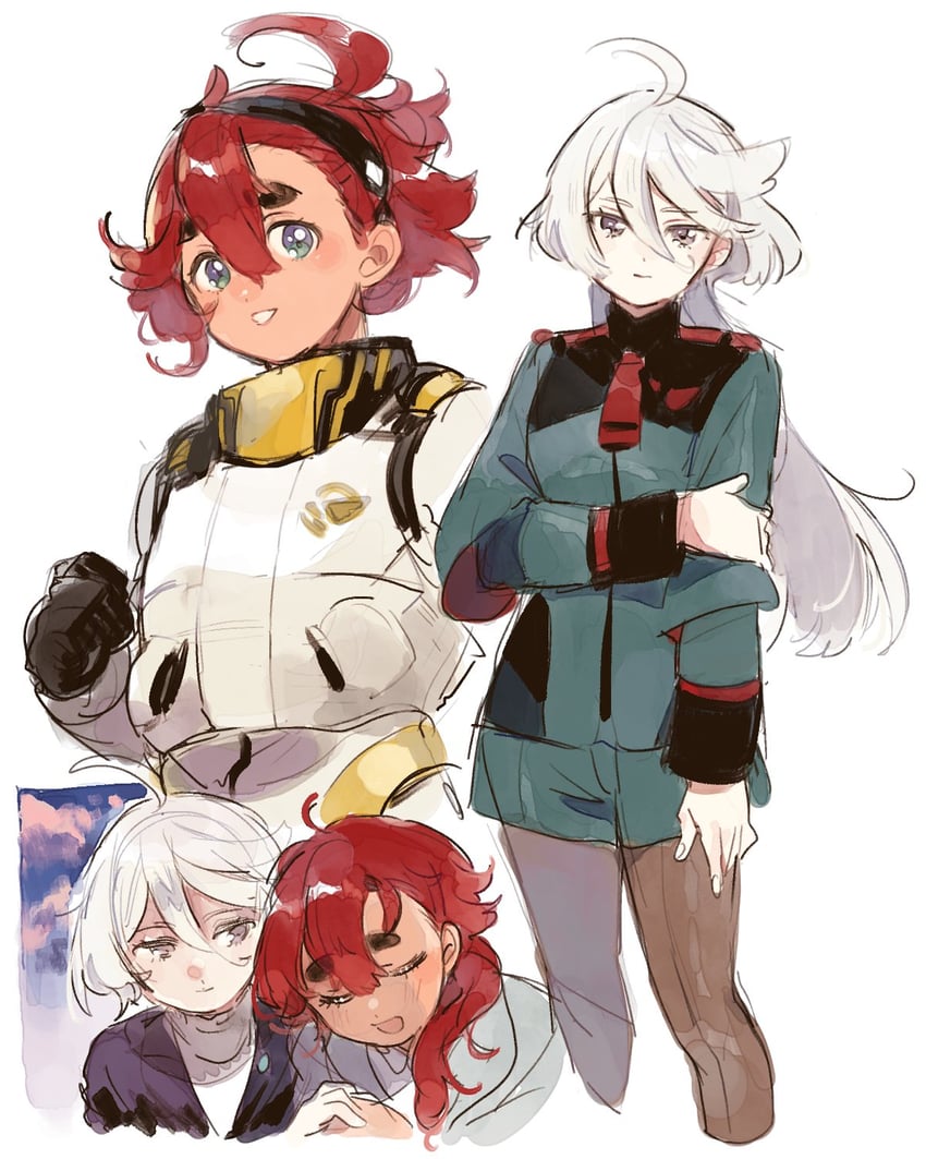 suletta mercury and miorine rembran (gundam and 1 more) drawn by hayashi_(kanzume)
