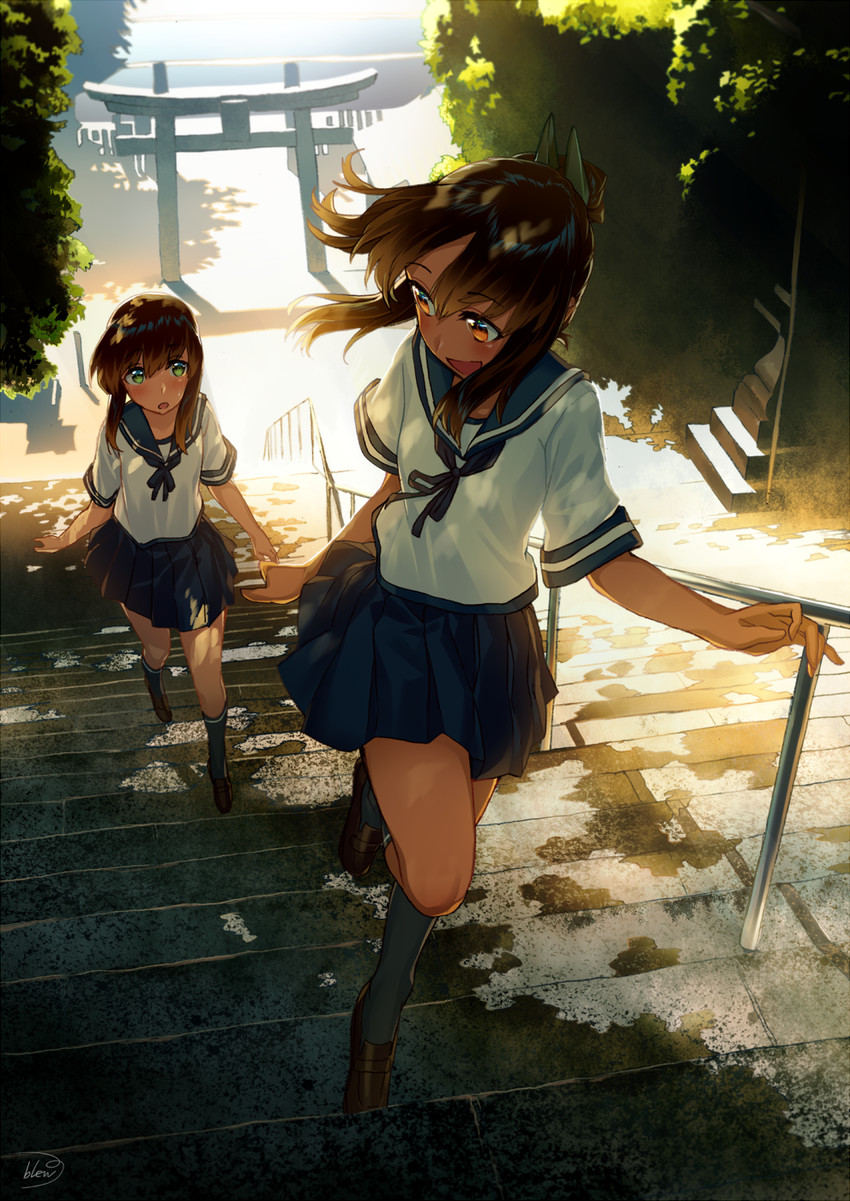 fubuki and i-401 (kantai collection) drawn by blew_andwhite