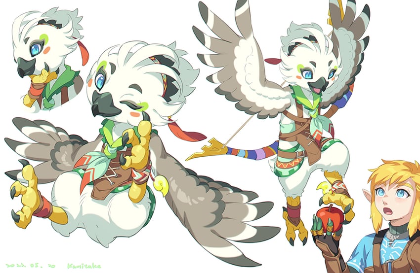 link and tulin (the legend of zelda and 2 more) drawn by kamitake5505