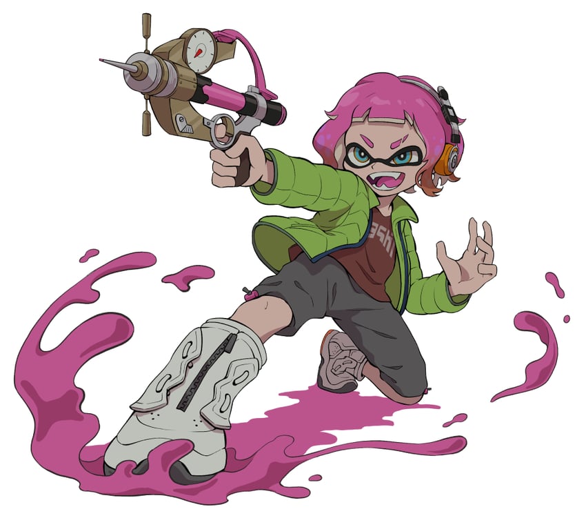 inkling player character and inkling girl (splatoon) drawn by teo_(teorekka)