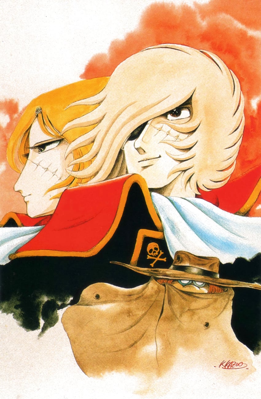 harlock, emeraldas, and ooyama toshiro (harlock saga and 1 more) drawn by komatsubara_kazuo