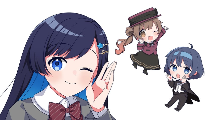 satou sasara, suzuki tsudumi, and futaba minato (cevio) drawn by binchou_maguro