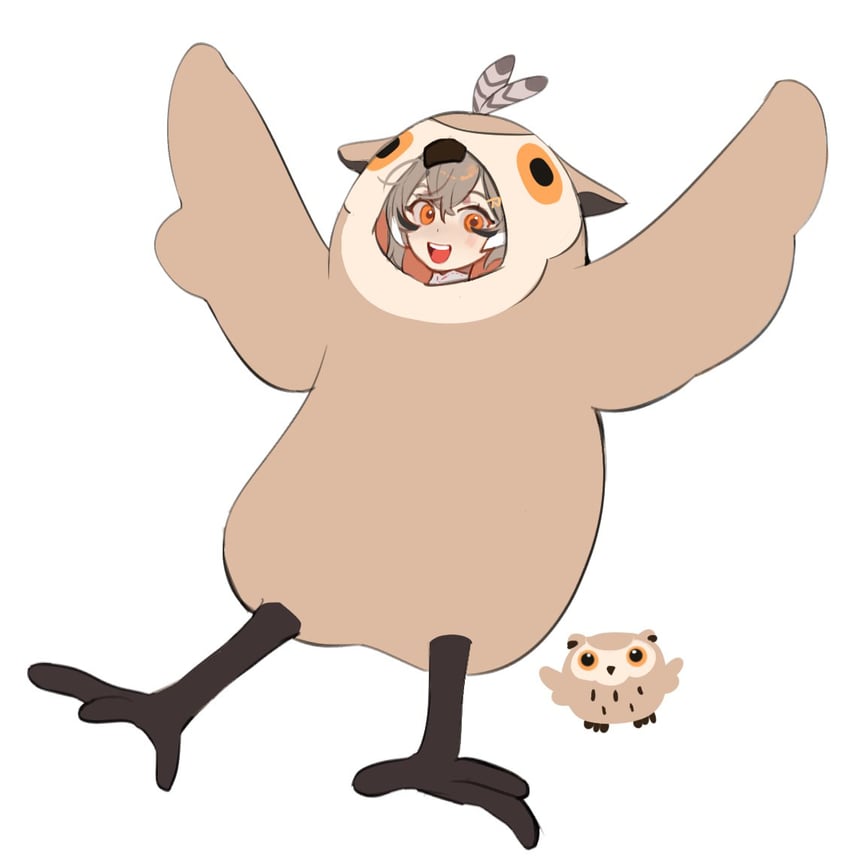 nanashi mumei and hootsie (hololive and 1 more) drawn by eus_ing