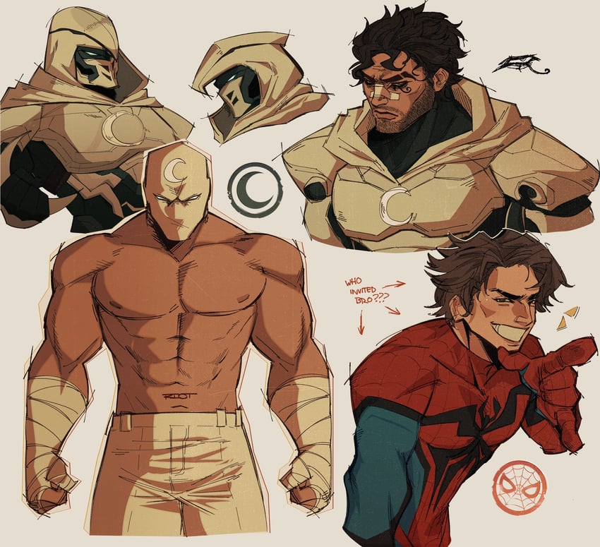 spider-man, peter parker, moon knight, marc spector, and mr. knight (marvel and 2 more)