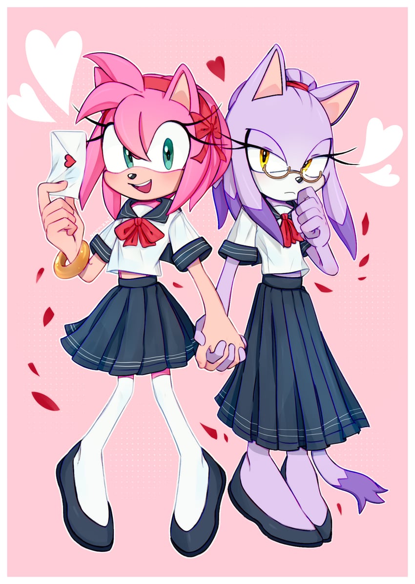 amy rose and blaze the cat (sonic) drawn by novazki