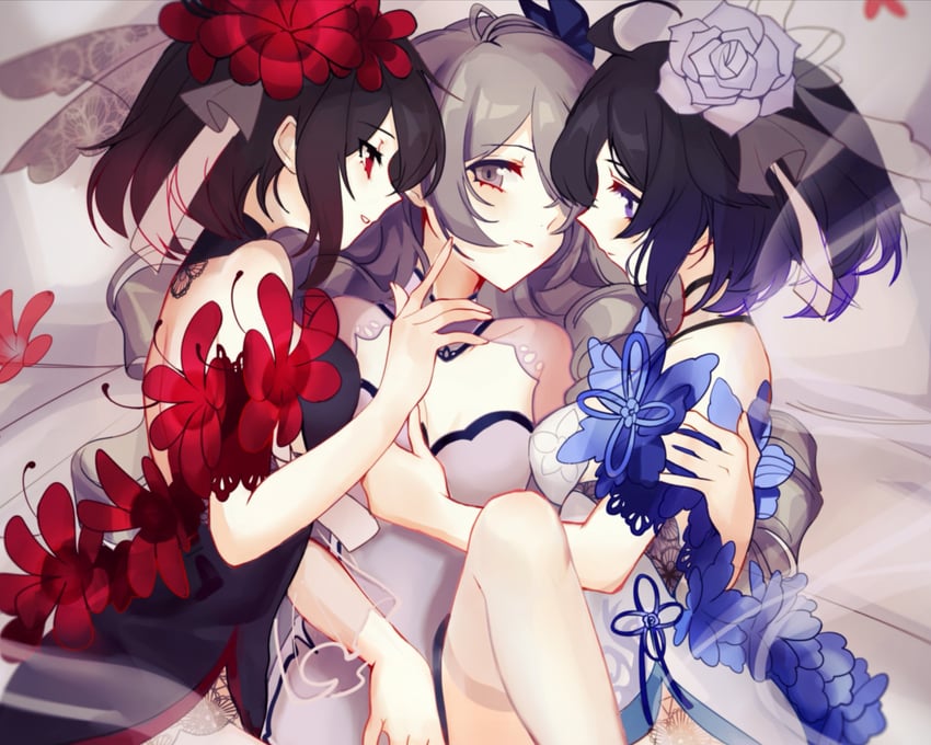 bronya zaychik, seele vollerei, and seele (honkai and 1 more) drawn by mie_xing