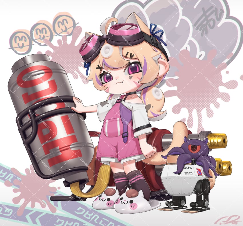 octoling player character, octoling girl, shyrei faolan, and alheitrakzoth (indie virtual youtuber and 1 more) drawn by puchiman