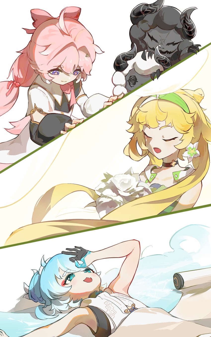 encore, verina, cloudy, cosmos, and youhu (wuthering waves) drawn by huqu_(huqu45712)