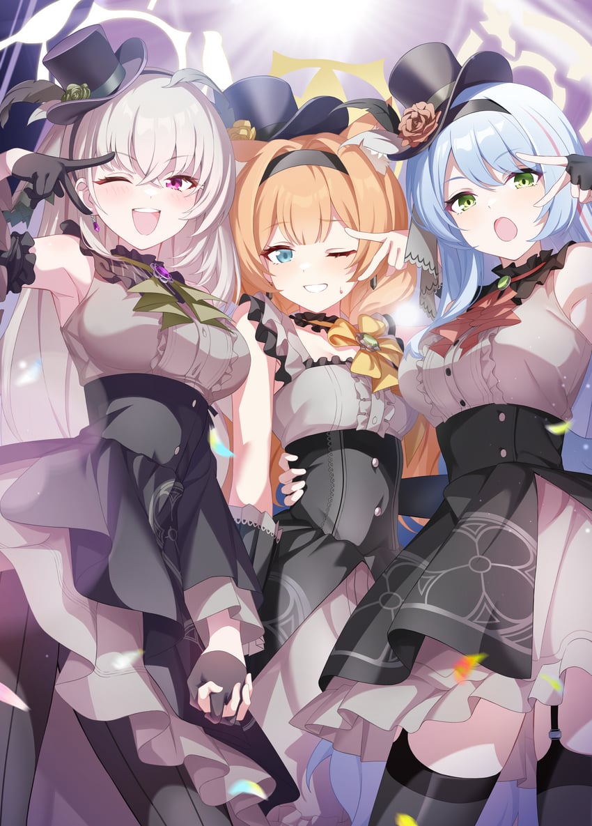 mari, sakurako, and mine (blue archive) drawn by ttt_(xtttx)