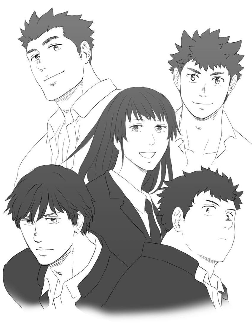 protagonist 3, protagonist 2, protagonist 4, protagonist 1, and protagonist 5 (tokyo afterschool summoners) drawn by unplugged_line