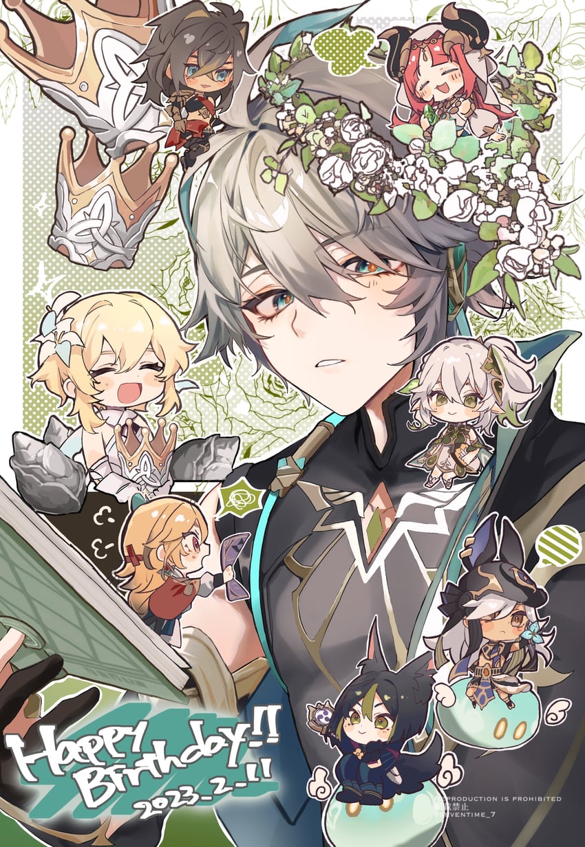 lumine, nahida, nilou, alhaitham, tighnari, and 4 more (genshin impact) drawn by seventime_7