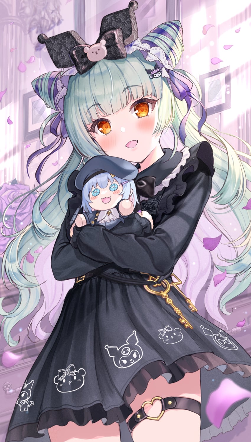 kuromi, kanzarin, and nemori petty (indie virtual youtuber and 3 more) drawn by akabane_(zebrasmise)