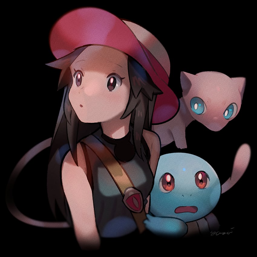 leaf, squirtle, and mew (pokemon and 1 more) drawn by yasaikakiage