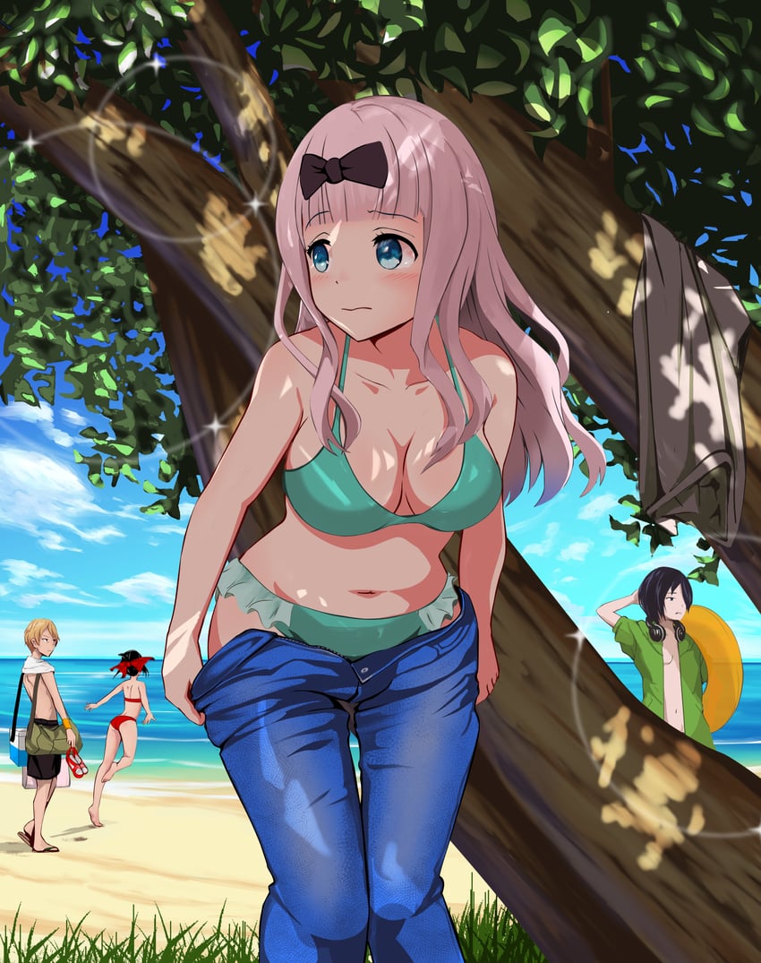 shinomiya kaguya, fujiwara chika, shirogane miyuki, and ishigami yuu (kaguya-sama wa kokurasetai ~tensai-tachi no renai zunousen~) drawn by gibun_(sozoshu)