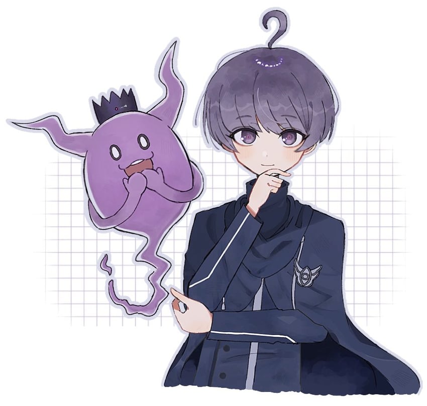 yuma kokohead and shinigami (master detective archives: rain code) drawn by mikomi_(90m5x)