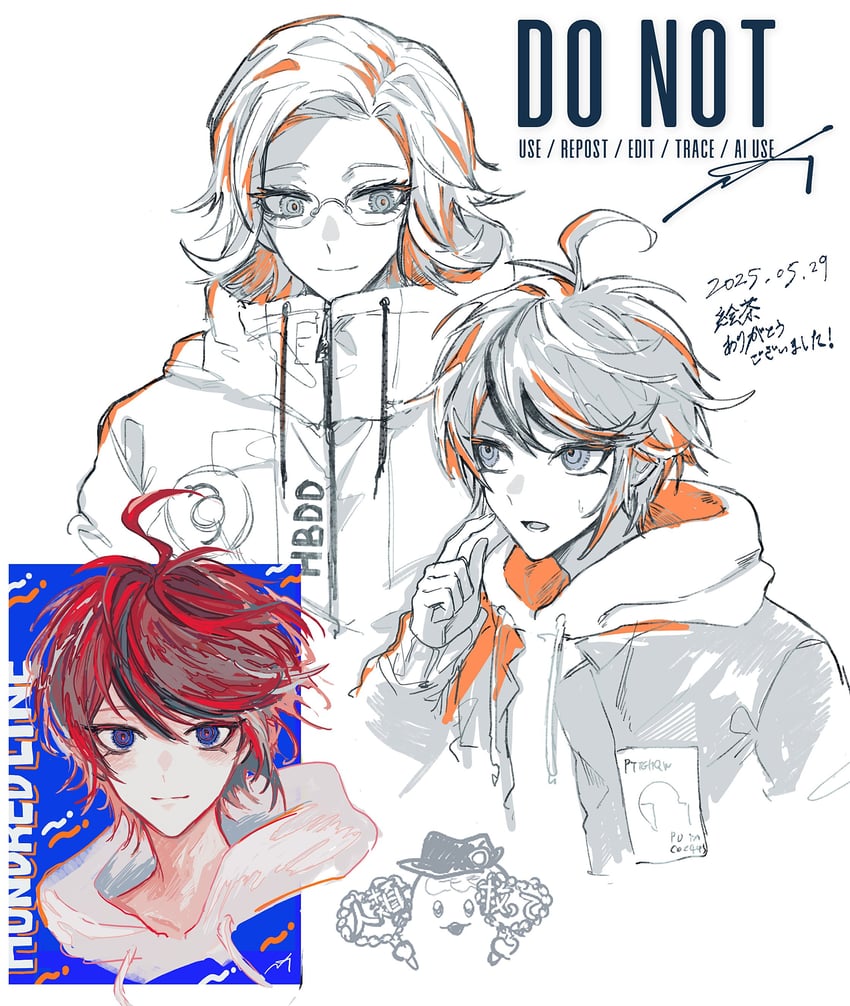 aotsuki eito, sumino takumi, and sirei (the hundred line -last defense academy-) drawn by zzz_zuzozo