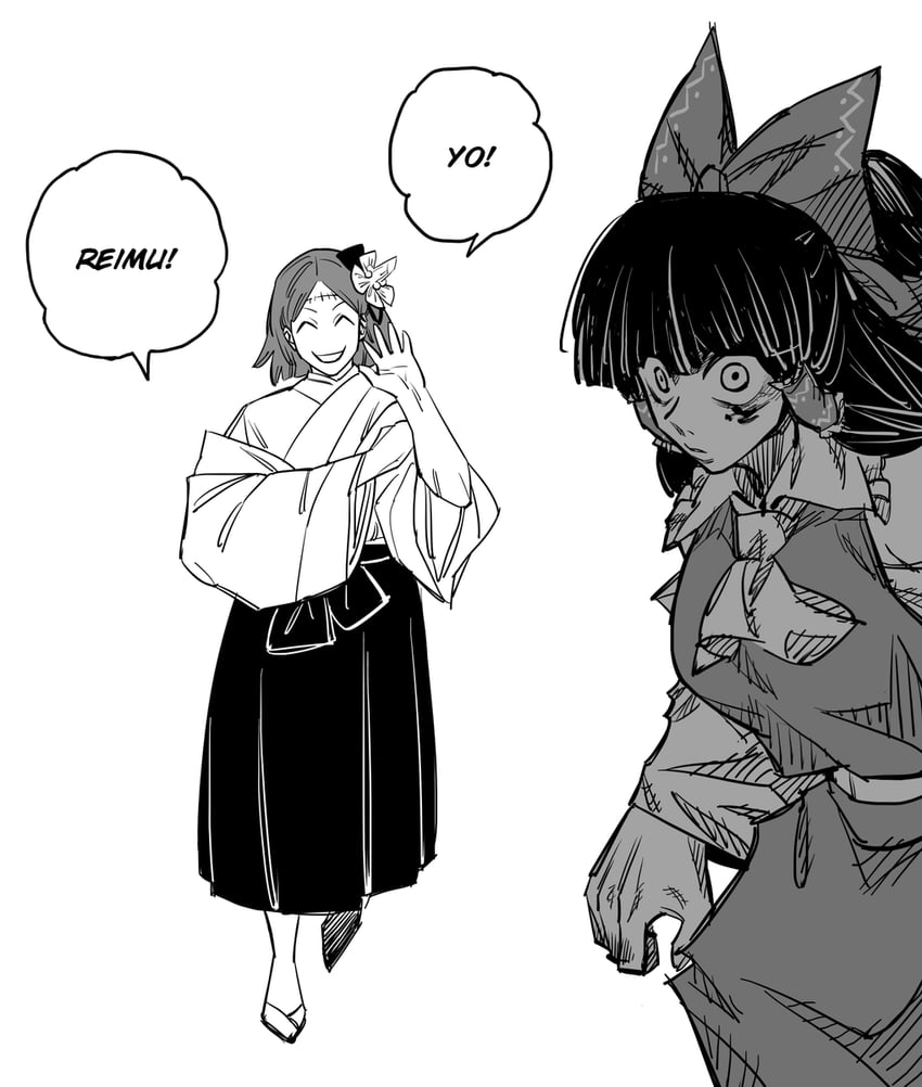 hakurei reimu and hieda no akyuu (touhou and 1 more) drawn by eddybird55555