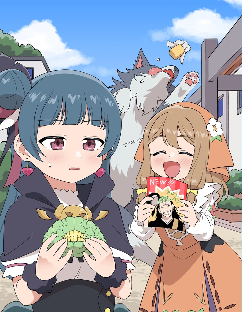 tsushima yoshiko, kunikida hanamaru, getou suguru, kenjaku, yohane, and 2 more (love live! and 3 more) drawn by koaraya
