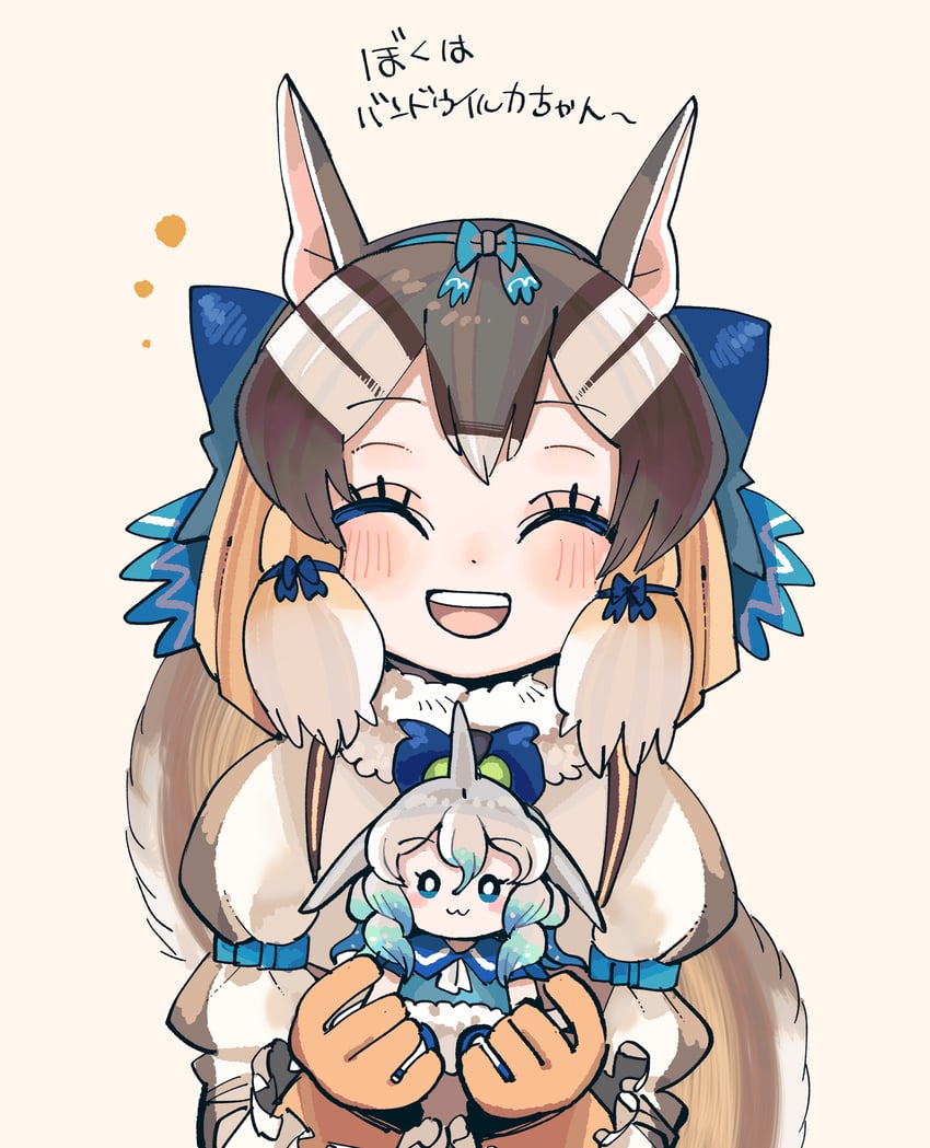 siberian chipmunk and common bottlenose dolphin (kemono friends and 1 more) drawn by kanmoku-san