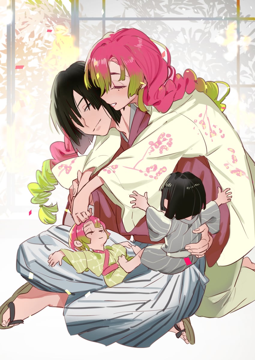 kanroji mitsuri and iguro obanai (kimetsu no yaiba) drawn by gwillarmy