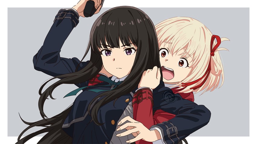 nishikigi chisato and inoue takina (lycoris recoil) drawn by asada7101