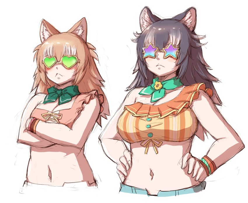 grey wolf and japanese wolf (kemono friends and 1 more) drawn by kosai_takayuki