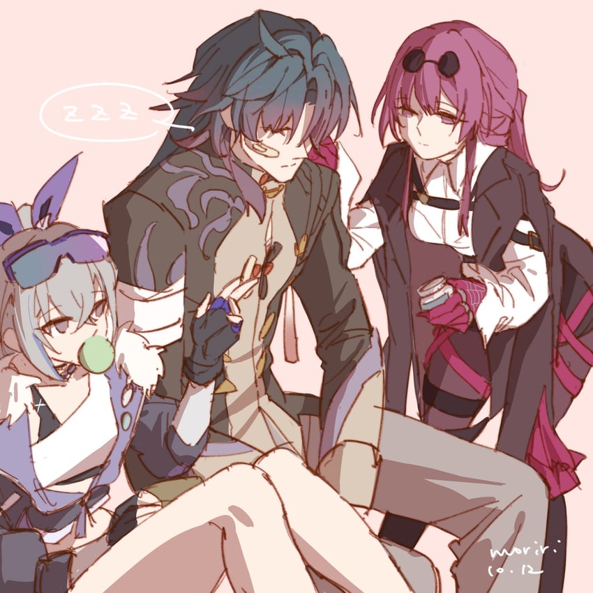 kafka, silver wolf, and blade (honkai and 1 more) drawn by moriri857