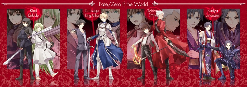 archer, kotomine kirei, emiya kiritsugu, enkidu, matou kariya, and 2 more (fate and 4 more) drawn by iroha_(shiki)