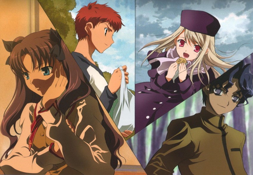 tohsaka rin, illyasviel von einzbern, emiya shirou, and matou shinji (fate and 1 more)