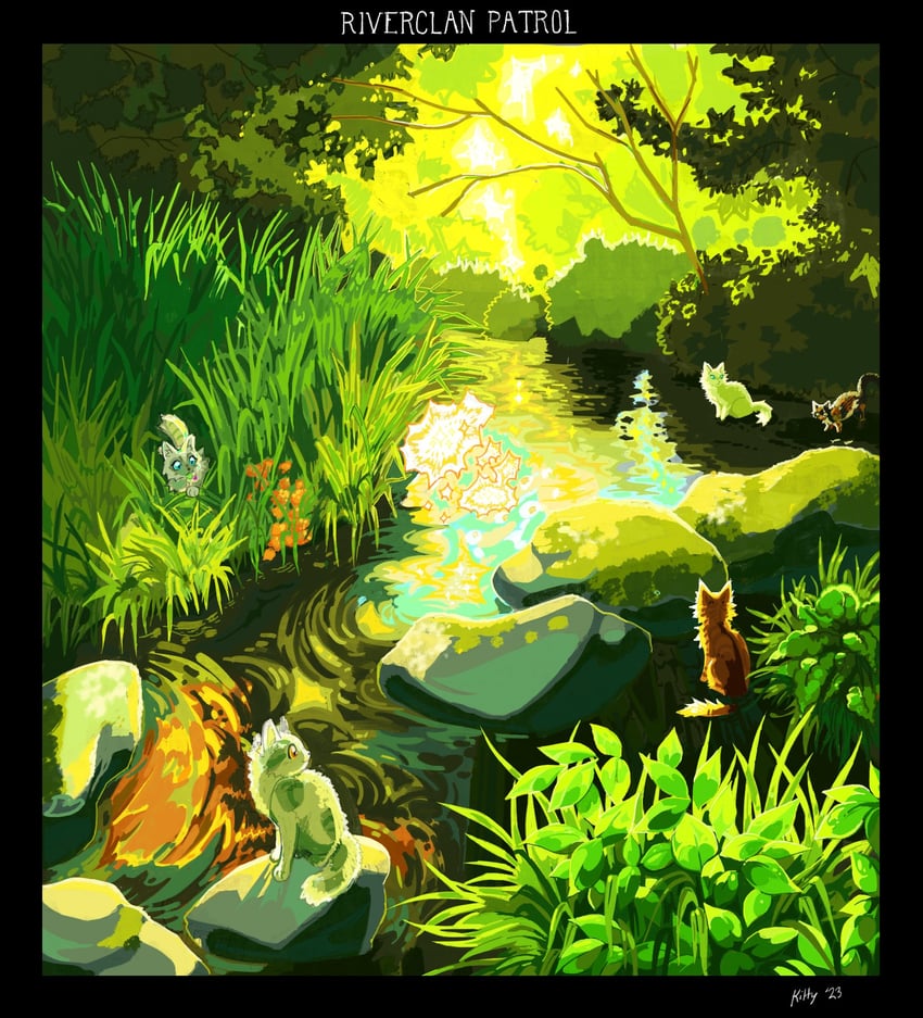 frostdawn, podlight, icestar, and brackenpelt (warrior cats and 1 more) drawn by kitty_(fernwhisker)