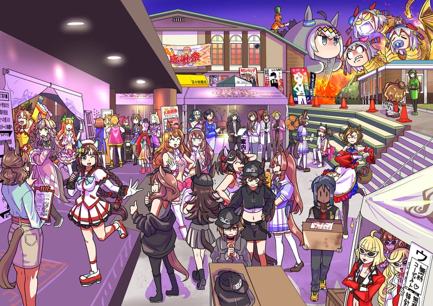 trainer, agnes tachyon, silence suzuka, admire vega, twin turbo, and 35 more (umamusume and 3 more) drawn by sakazaki_freddy