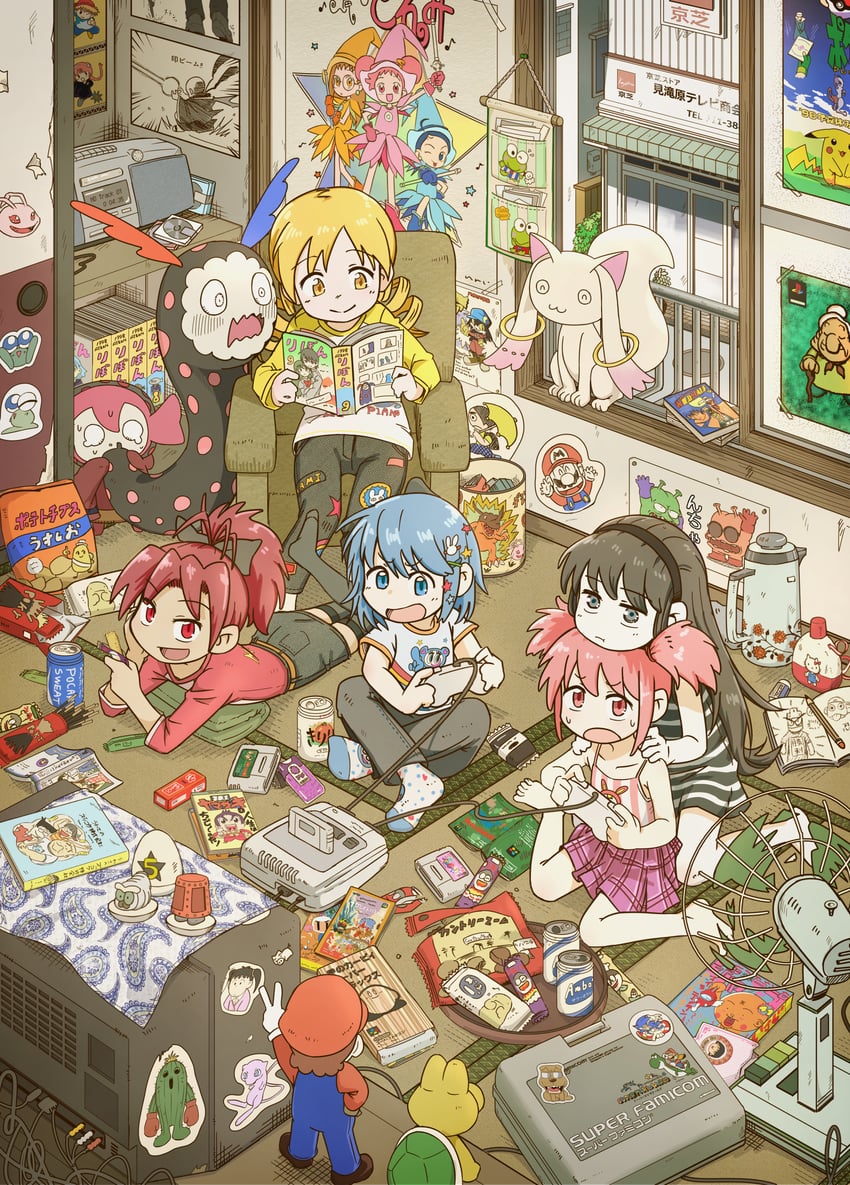 akemi homura, kaname madoka, miki sayaka, sakura kyoko, tomoe mami, and 31 more (pokemon and 27 more) drawn by okai_(pixiv6333)