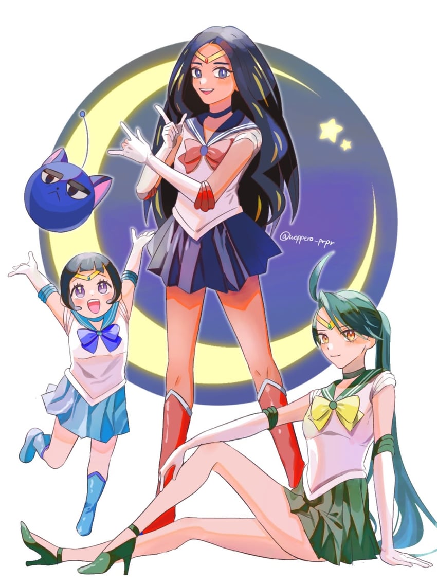 rika, geeta, poppy, larry, and luna-p (pokemon and 2 more) drawn by woppero_prpr