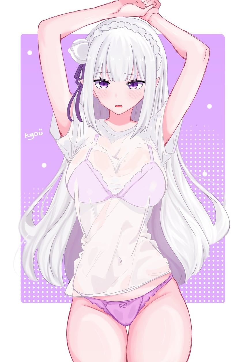 emilia (re:zero kara hajimeru isekai seikatsu) drawn by kyouko_(choco_puddinq)