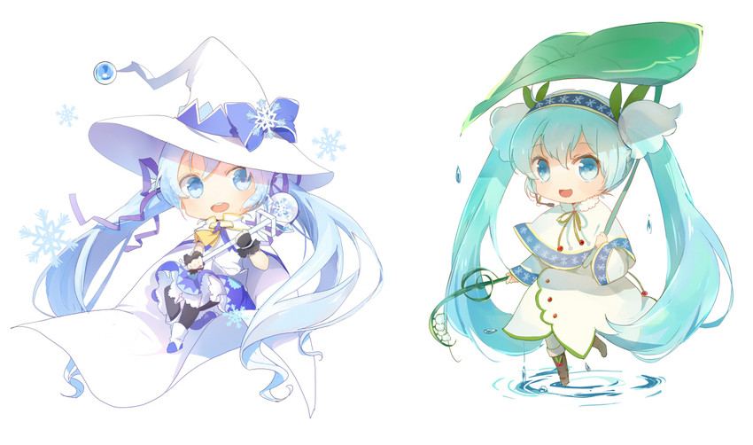 hatsune miku and yuki miku (vocaloid and 1 more) drawn by xuehua