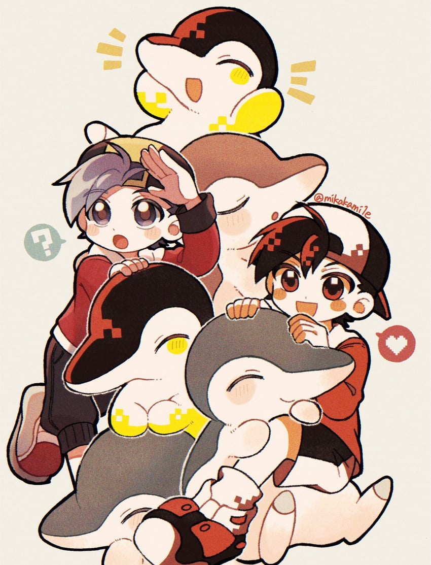 ethan and cyndaquil (pokemon and 2 more) drawn by mikakami1e