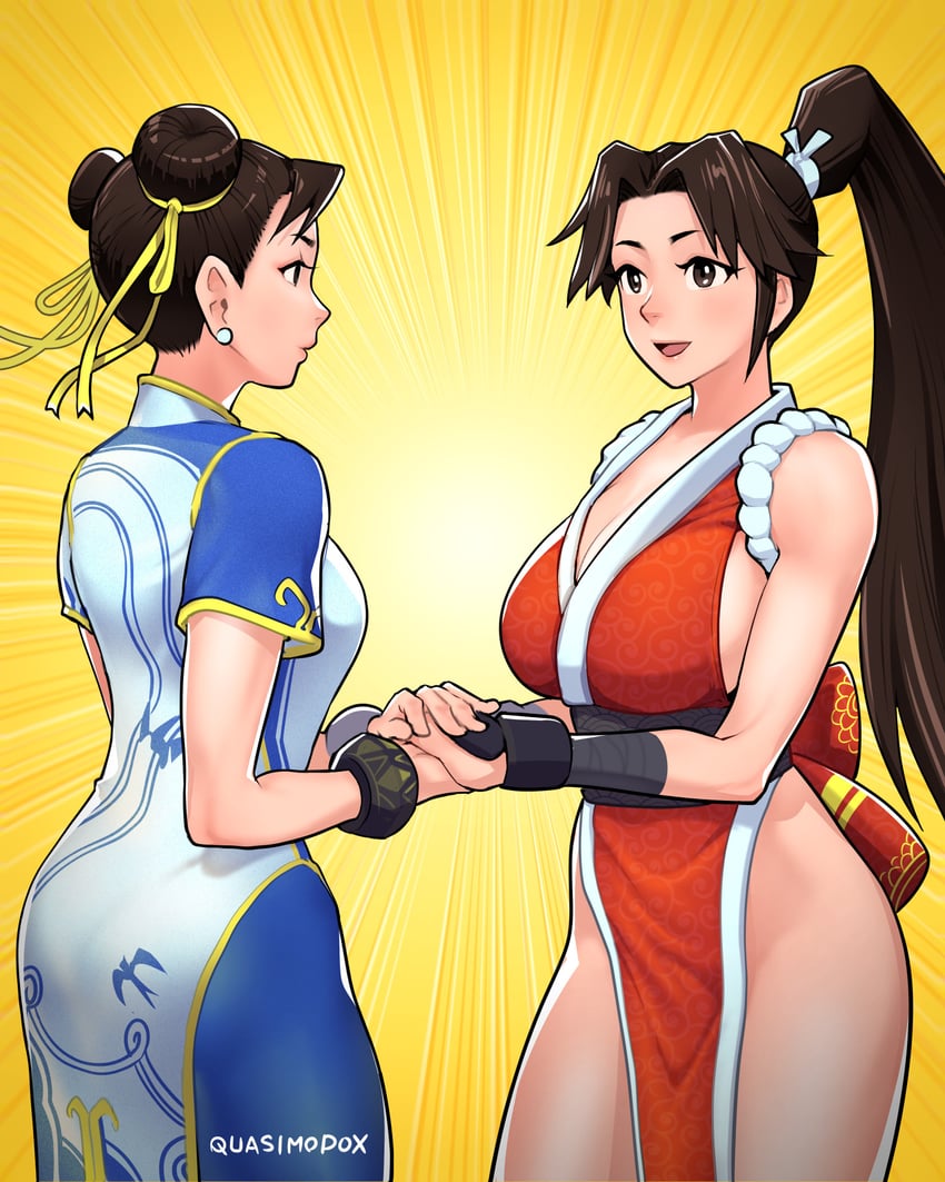 chun-li and shiranui mai (street fighter and 2 more) drawn by quasimodox