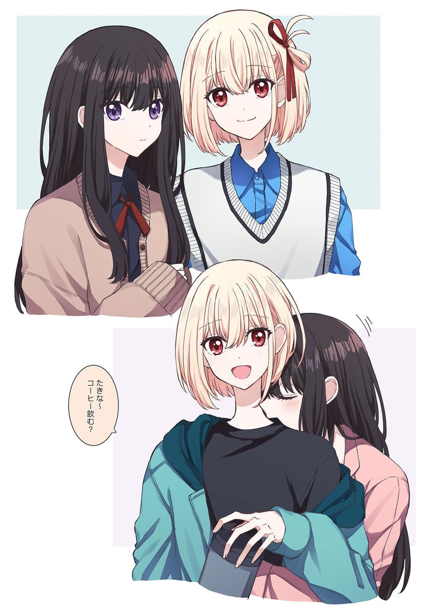 nishikigi chisato and inoue takina (lycoris recoil) drawn by sallymomoaa