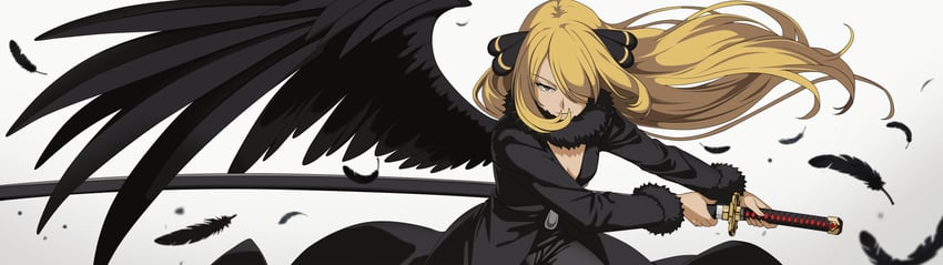 cynthia and sephiroth (pokemon and 3 more) drawn by vivivoovoo