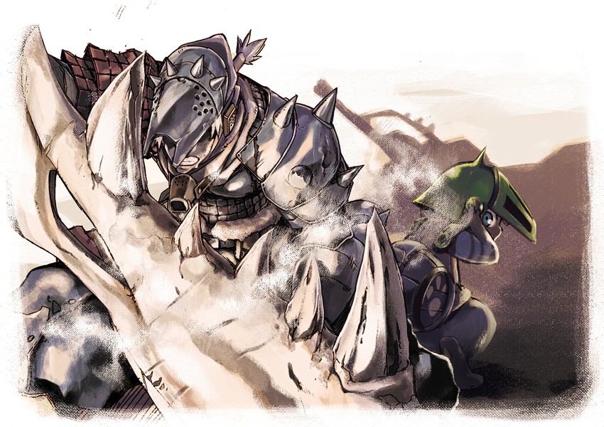 monster hunter and felyne (monster hunter) drawn by fuse_ryuuta