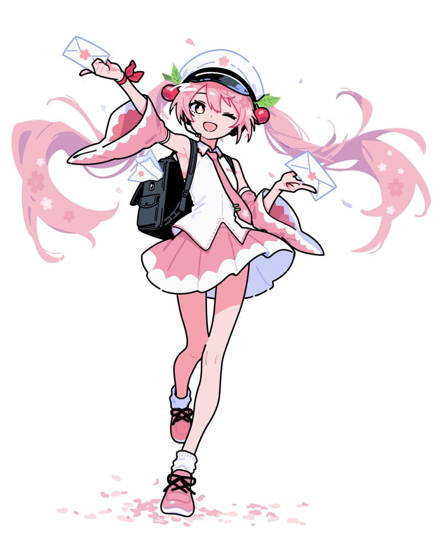 hatsune miku and sakura miku (vocaloid) drawn by ameniwa