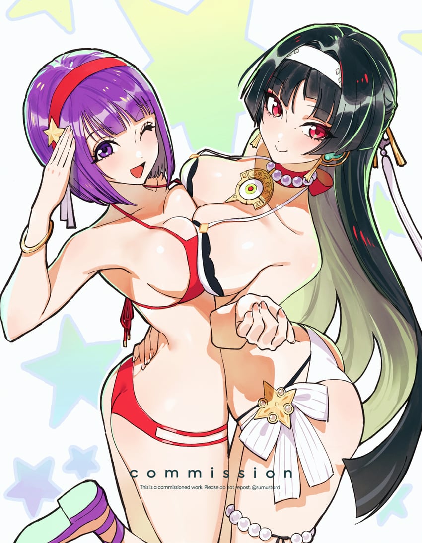 astra yao, asamiya athena, and princess athena (zenless zone zero and 4 more) drawn by sumustard
