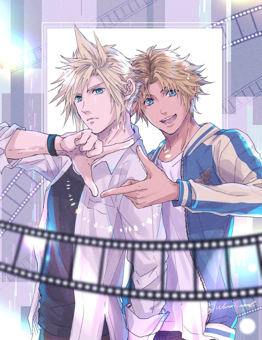 cloud strife and tidus (final fantasy and 2 more) drawn by warori_anne