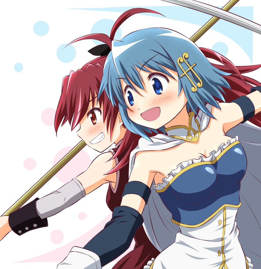 miki sayaka and sakura kyoko (mahou shoujo madoka magica) drawn by inoue_kouji
